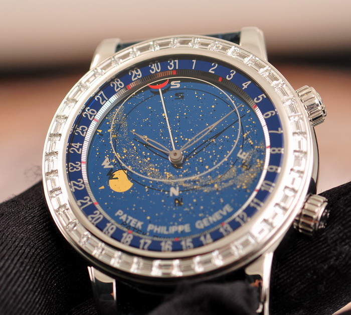 18k白金镶钻 百达翡丽 patek philippe 星空 6104g-001 自动机械男表