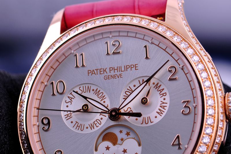 18k玫瑰金镶钻patekphilippe百达翡丽4947r001年历自动机械女表